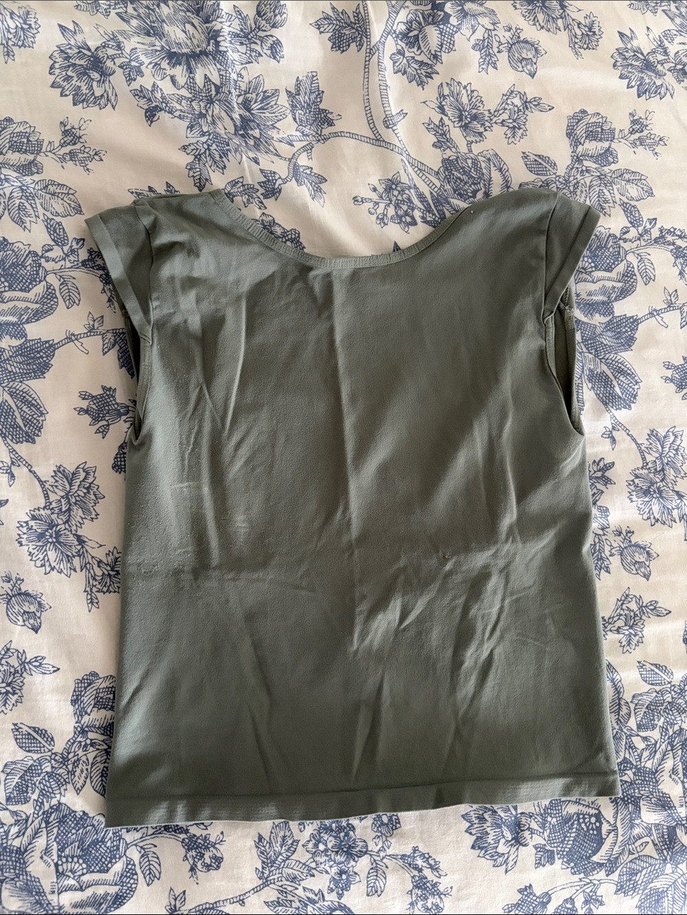 Free People Olive Green Low Back Cap Sleeve Tee